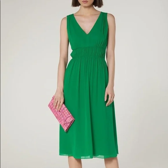 green emerald velvet dress LK Bennett Jemima Silk Dress main image 1